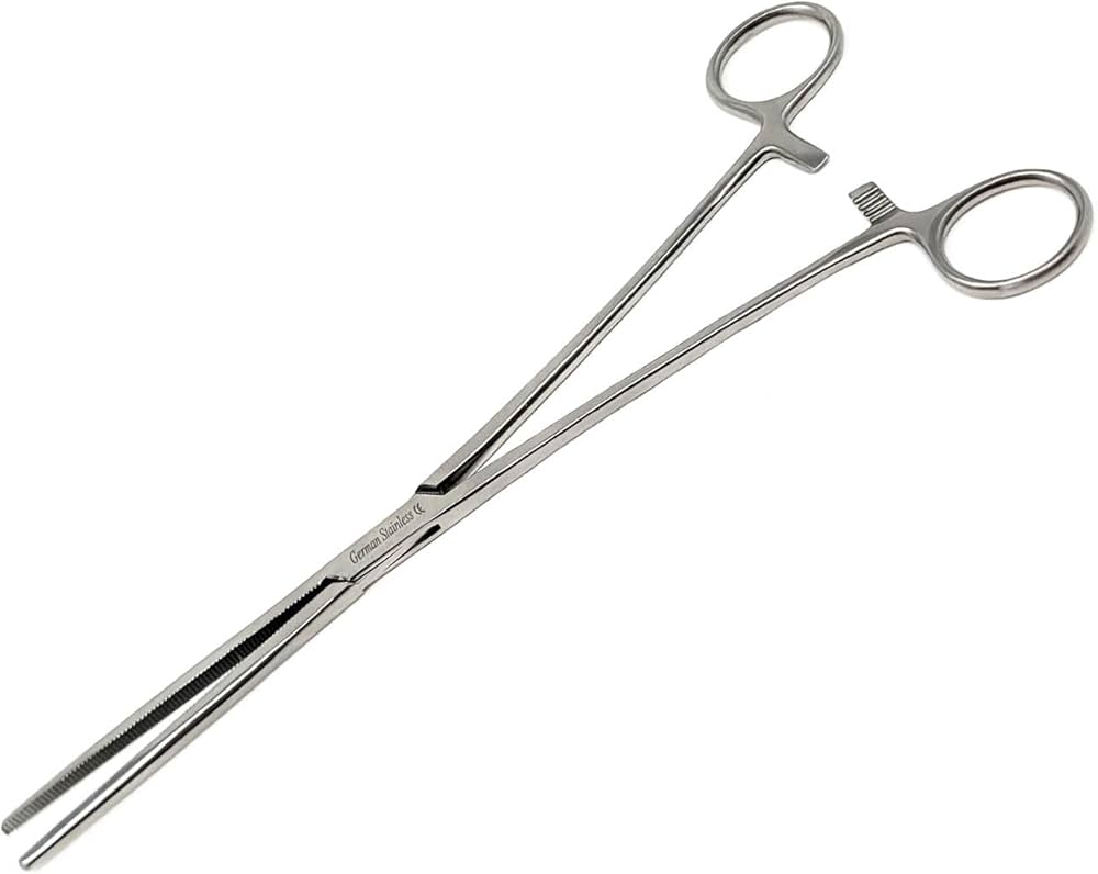 Kelly hemostat with ratchet lock